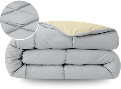 Zelesta Pure Duo Katoen Zomerdekbed - Lichtgrijs & Botergeel 140x200cm