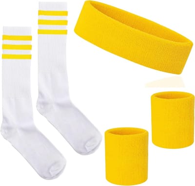 Gestreepte Sweatbands en Sokken Set - 80 Stuks - Perfect voor 90s Kostuums, Sport en Fitness Activiteiten