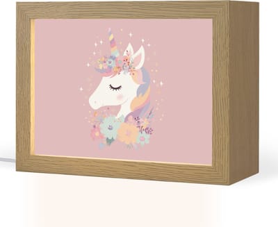 Nachtlampje 20x15 cm - Kinder lampje - Eenhoorn - Roze - Bloemen - Tafellamp kinderkamer - Slaapkamer lamp - Bedlamp kinderen - Kinderlampje stopcontact - Wandlamp babykamer - Nachtlampjes