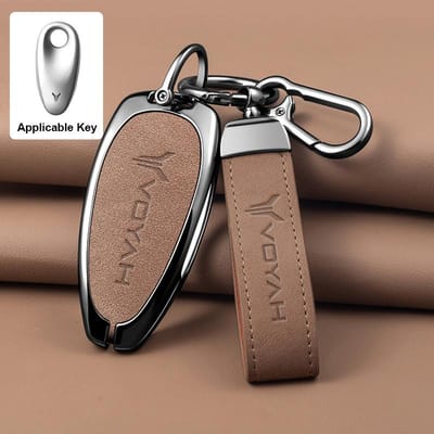 Coque de Protection pour Clé de Voiture en Alliage de Zinc et Cuir Porte-Clés pour Voyah Free I-Land Dreamer - Accessoires de Protection pour Clé Auto brown