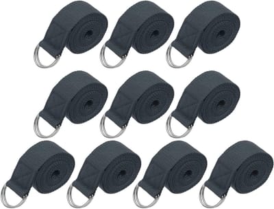 Yogariem voor stretchen, 10 stuks, verstelbare katoenen stretchbanden voor fitness en pilates, donkergrijs