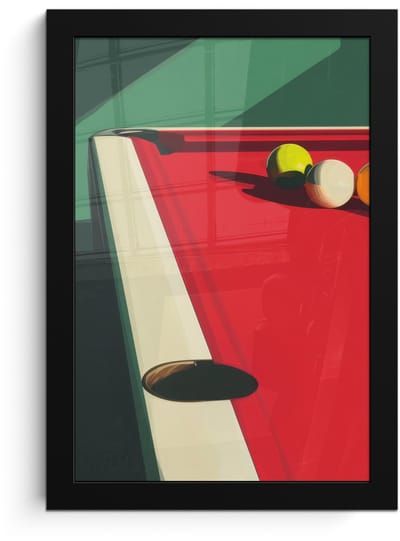 Poster in lijst - Fotolijst 20x30 cm - Posters - Biljarttafel - Ballen - Rood - Schaduw - Posterlijst zwart - Decoratie - Wanddecoratie woonkamer - Muurdecoratie slaapkamer - Kerstversiering - Kerstdecoratie voor binnen - Kerstmis