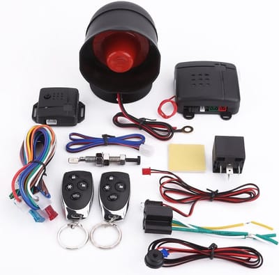 Car Alarm Systeem met Anti-Diefstal Beveiliging, Sleutelloze Toegang en 2 Afstandsbedieningen, Inclusief Sirene en Ingebouwde Veiligheid