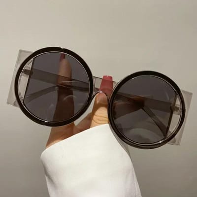 Lunettes de Soleil Rondes Bicolores pour Femmes Hommes Style Classique Élégantes Protection UV400 Lunettes de Soleil Lunettes de Vue Style Rue Extérieur Voyage Plage