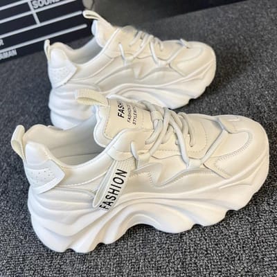 Baskets en cuir authentiques et épaisses pour femmes, chaussures de printemps légères et décontractées, tendance 37 gray