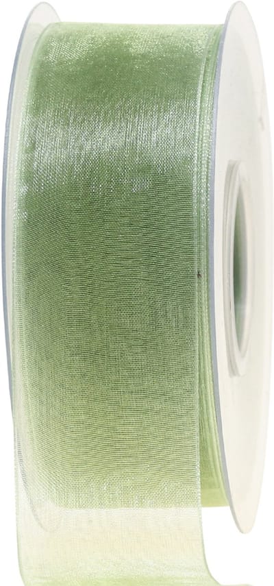 Organza lint groen cadeaulint zelfkant limoengroen 40mm 50m