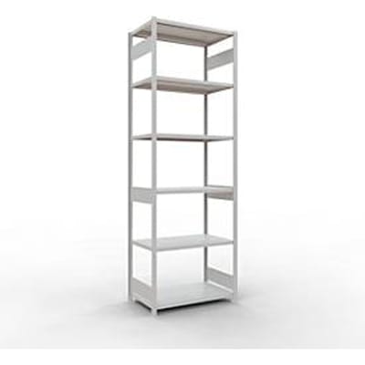 Schulte Lagertechnik MULTIplus250 rekken zonder schroeven, basisrek, B 1000 x D 800 x H 3000 mm, 7 legborden, RAL 7035 lichtgrijs