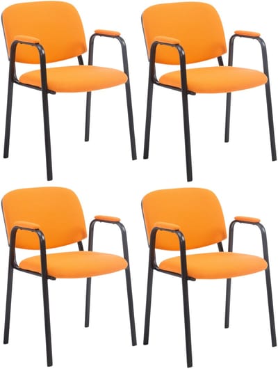 CLP Ken Pro - Stapelstoelen Set van 4 - armleuningen - zwart - 150 kg - Stof/oranje