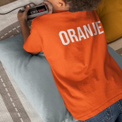 Oranje EK WK Koningsdag T-shirt Kind met tekst Oranje Back (3-4 jaar - MAAT 98/104) | Oranje WK Kleding Kinderen