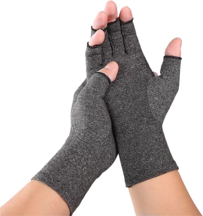 S4D® - Reuma Compressie Handschoenen - Verlichting van Artritis en Reumatische Pijn - Open vingertoppen - Maat L