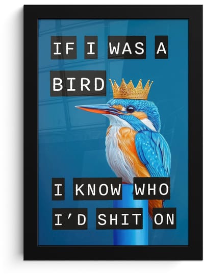 Poster in lijst - Fotolijst 20x30 cm - Posters - Vogel - Decoratie - Ijsvogel - Blauw - Posterlijst zwart - Decoratie - Wanddecoratie woonkamer - Muurdecoratie slaapkamer