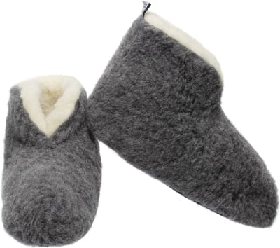 LuLu Warme Wollen Sloffen – Enkelhoog – Schapenwollen Pantoffels – Grijs – Antislip Zool – Dames en Heren - Maat 36