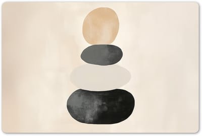 Placemats 45x30 cm - Placemat kunststof - 1 stuk - Japandi - Wabi sabi - Beige - Borden onderleggers - Decoratie voor op tafel - Keuken tafeldecoratie accessoires - Vinyl onderlegger - Tafelversiering