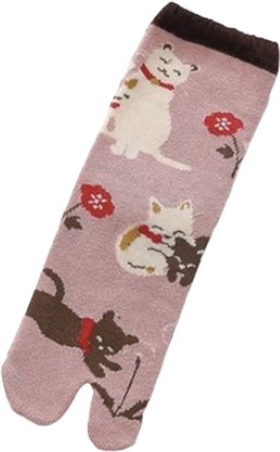 Hiden - Japanse sokken Katten - Split-teen sokken - Kattenpatronen - Japanse stijl - Roze