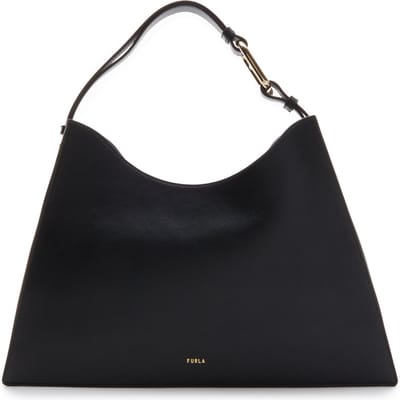 FURLA Leren Schoudertas Nuvola Hobo Nero Zwart