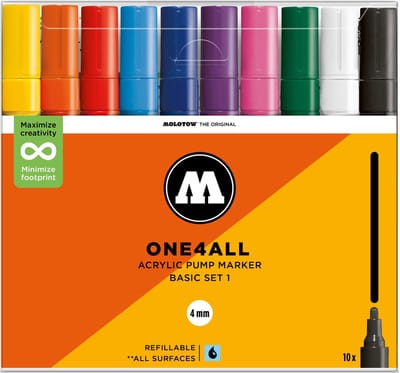 Markerset - 10 Kleuren basic 1 Set Acryl Stiften - 4mm