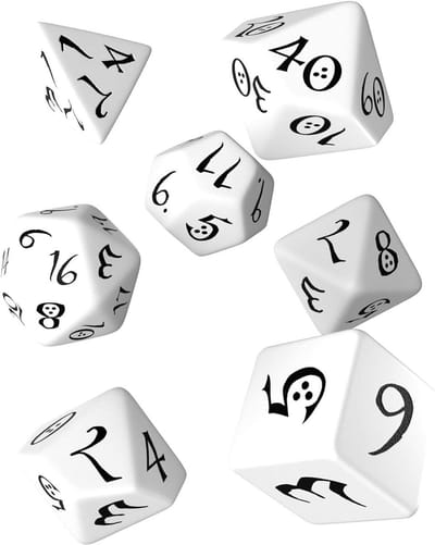 RPG Dobbelstenen Set - Veelvlaks Dobbelstenen - Rollenspellen Avonturen - Klassiek Wit Zwart - 7 Stuks - Ornamented