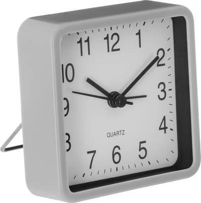 Atmosphera Wekker/alarmklok Dawn - grijs - kunststof - 8 x 8 cm - met standaard- batterij voeding