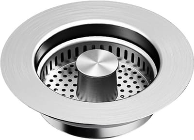 Afvoerplug-Korfplug-Afvoerzeef- Afvoerplug wastafel-Gootsteen Zeef Afvoerstop voor de Keuken75-87mm-keukenspoelbak en wastafelstop- 3-in-1 pop-up roestvrij stalen afvoerstop -met anti-verstoppingsmand