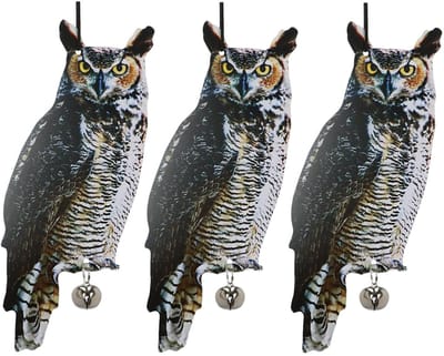 Esschert Design Vogelverschrikker Oehoe uil - 3x - 40 cm - zink - Tuindecoratie vogelverschrikkers