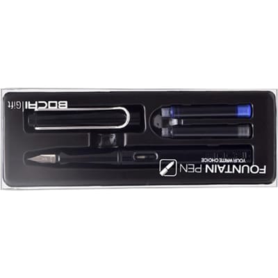 Navulbare vulpen met inktpatroon Roestvrij staal verchroomd 0,38 mm punt Schrijfset Zwart