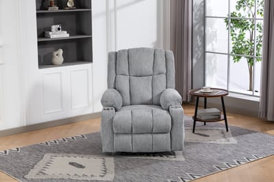 MIVRAY Sta-op Stoel - Elektrische Relaxfauteuil Met Massage En Warmte - Voor Senioren En Woonkamer - Fluweel Lichtgrijs