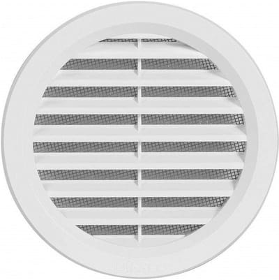 Ventilatierooster Uitlaat - Rond Rooster - Luchtstroom Reguleren - Insectenbescherming Ingebouwd - 123 mm Dekmaat - Wit