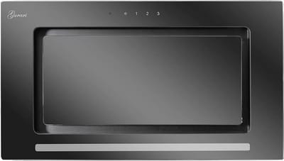 Gurari plafondkap GCH E 217 52 BL Prime N, Afzuigkap 52 cm, zwart, glas, zwart, 1000 m³/h, zeer sterke afzuiging, 3 niveaus, Afzuigkap, muffe lucht/muffe lucht