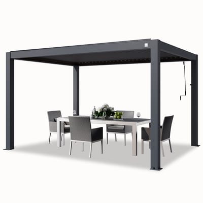 PRIMEYARD Pergola 3x4 m staanders van aluminium met aluminium lamellendak paviljoen antraciet