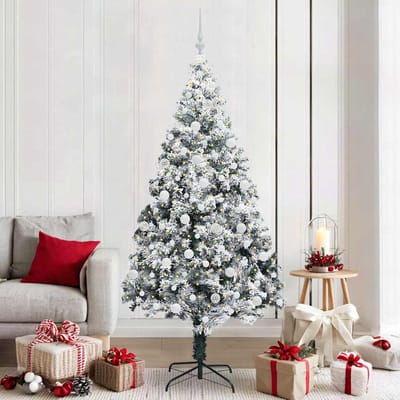 vidaXL - Kunstkerstboom - Wit - 210 - cm - PVC - en - Staal - en - Kunststof