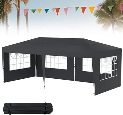 Vouwpaviljoen - Partytent Tuintent - Feestelijke Gelegenheden - Verstelbare Hoogte - 3 x 6 Meter - Wit