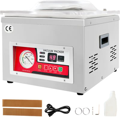 Kamer-VacuüMverzegelingsapparaat, 260 W Verzegelingsvermogen, VacuüMverpakkingsmachine voor Vochtige Levensmiddelen, Vlees, Marinades, Compact Formaat, 10,2" Verzegelingslengte