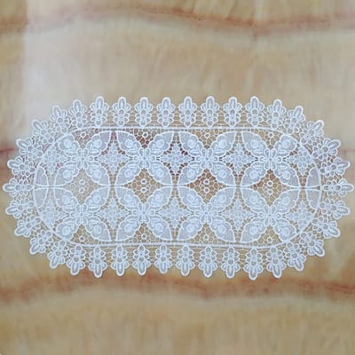 Dailygoods- Tafelkleed Kanten - 4 Stuks - Ovaal 43 x 28 cm - Bruiloftdecoratie - Feestdecoratie - Polyester Materiaal - Tafelbedekking