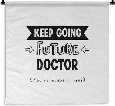 Wandkleed - Wanddoek - Dokter - Leren - Spreuken - Geneeskunde - 180x180 cm - Wandtapijt