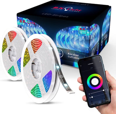 B.K.Licht – Smart WiFi LED Strip – 4 meter (2 x 2m niet koppelbaar) - RGB - bediening via App - USB - voor TV/PC - met Siliconen coating - zelfklevend – zwart light strip