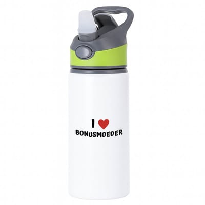 Hacebo® - I love bonusmoeder waterfles met rietje groen - Moeder - de liefste bonusmoeder - Moeder cadeautjes - moederdag - verjaardag - geschenk - kado - water fles - 650ML