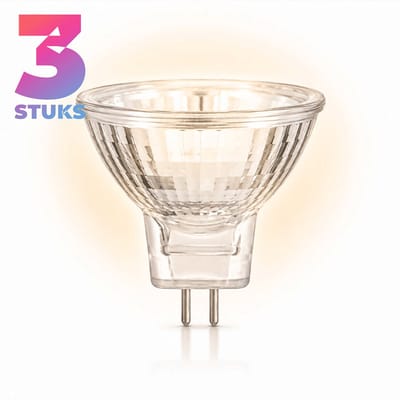 3x Reflector Halogeenlamp GU4 - 50W - Warm Wit Licht (2700K) - 300 lm - 2 jaar - Dimbaar - 12V - MR11