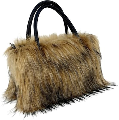 Milieuvriendelijke Pluche Handtas voor Dames - Fuzzy Schoudertas en Portemonnee