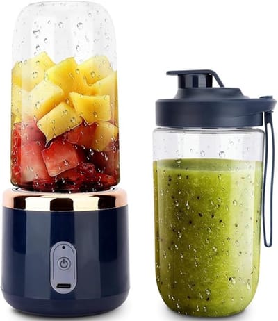 Aurixi® Blender To Go - Blender smoothie – Draagbare Blender To Go - Smoothie Machine - Milkshake Maker 400ml - Oplaadbare blender -2 in 1- Blender en Drinkglas - Portable Travel Blender - Blender voor Onderweg - Blauw - 13cmx 110cm x 150cm