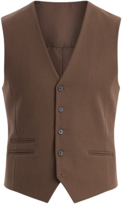 OMBRE Gilet - Slim Fit - Knopen - Effen Bruin XXL