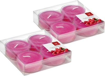Trend Candles maxi geurtheelichtjes/waxinelichtjes - 8x - cranberry geur - 8 branduren - grote theelichtjes