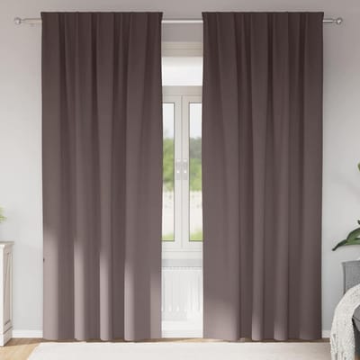 vidaXL Zwart-out Gordijnen met Ringen 2 st Donkerbruin 225 x 140 cm