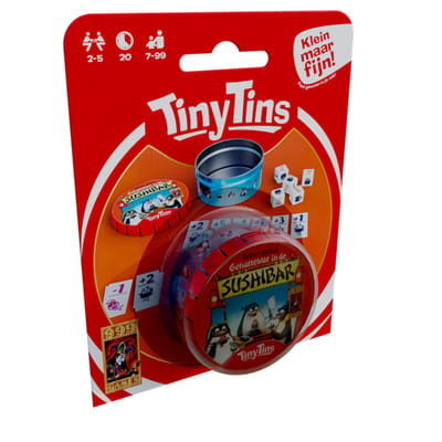 999 Games - Tiny Tins: Geharrewar in de Sushibar - Dobbelspel - Ideaal om overal mee naartoe te nemen - Reisspel - Familiespel - Klein cadeautje