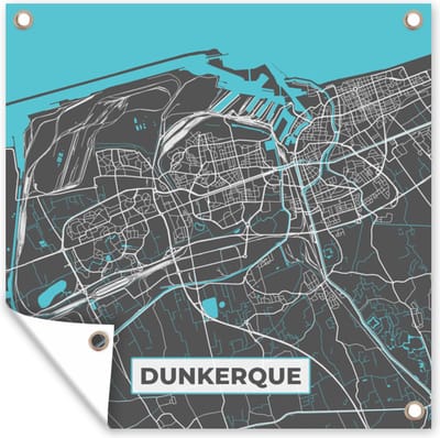 Tuin poster Dunkerque - Frankrijk - Plattegrond - Stadskaart - Kaart - 200x200 cm - Tuindoek