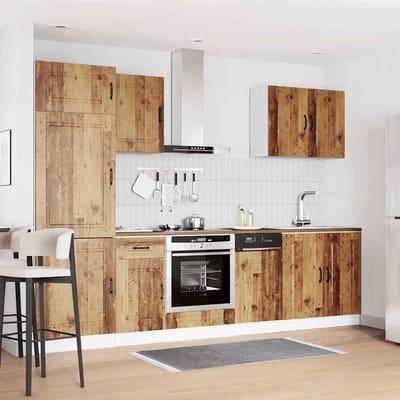 vidaXL - 7-delige - Keukenkastenset - Kalmar - bewerkt - hout - oud - houtkleurig
