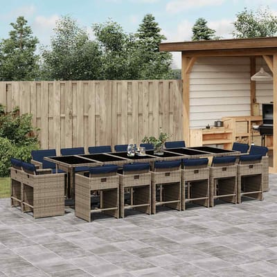 vidaXL - 17-delige - tuinset - met - kussens, - grijs - polyrotan