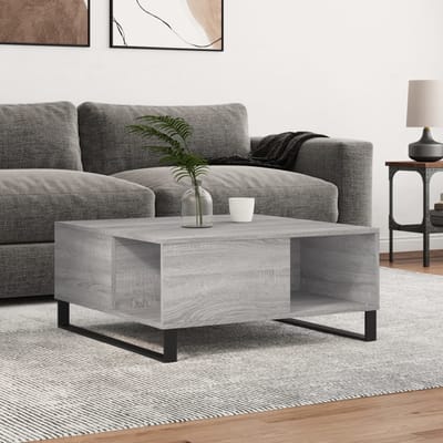 vidaXL - Salontafel - 80x80x36,5 - cm - bewerkt - hout - grijs - sonoma - eikenkleurig