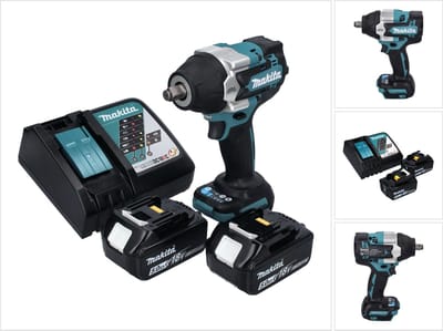 Makita DTW 700 RT accu slagmoersleutel 18 V 700 Nm 1/2" XPT Borstelloos + 2x oplaadbare accu 5.0 Ah + lader