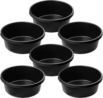 KADAX mortelbak, bouwemmer, mortelbak met handgrepen, mortelemmer van kunststof, ronde emmer voor bouwplaats, tuin, stabiele wateremmer, cementemmer, schoonmaakemmer (6, 14 liter)