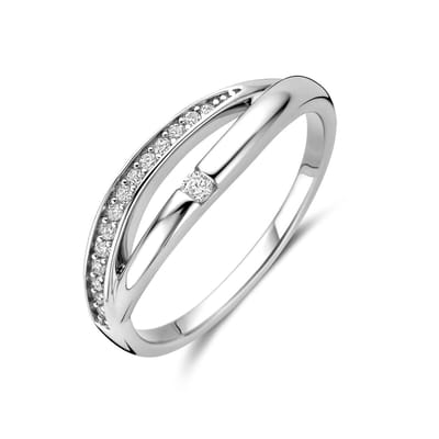 Zilveren Gerhodineerde Ring met Zirkonia 1341806 – 925 Zilver